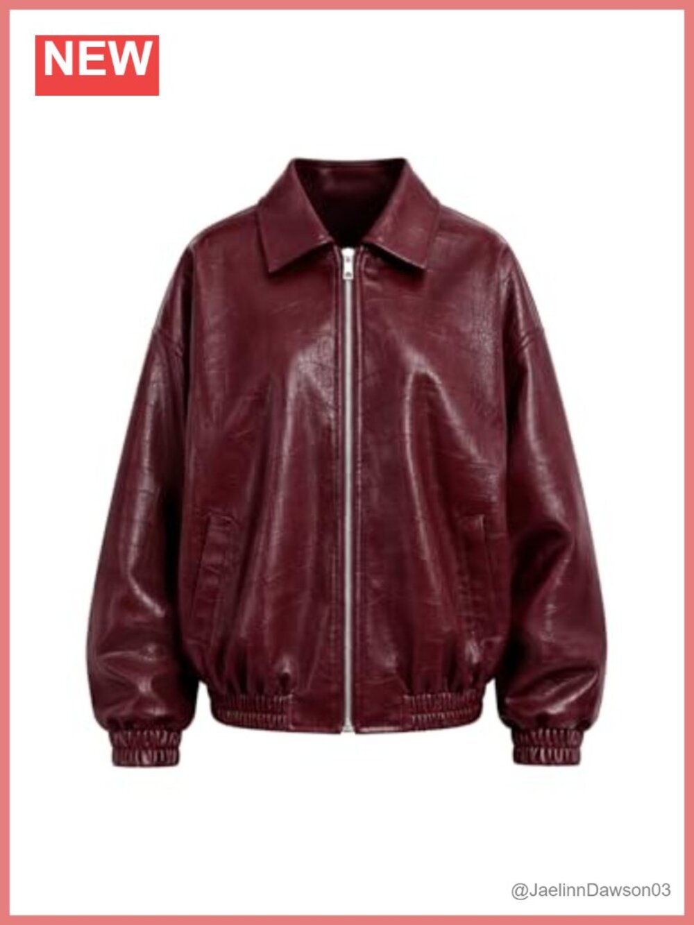 Oversized Faux Leather Bomber Motorcycle Jacket Windproof Casual
